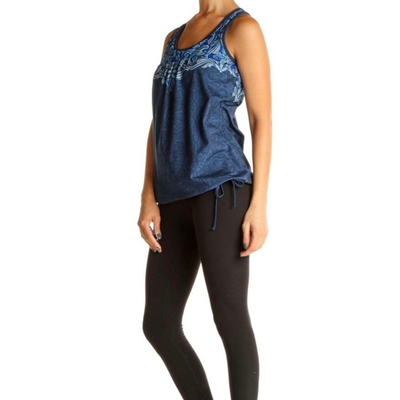 Athleta Blue Patterned Racerback Tank Top - Picture 2 of 13